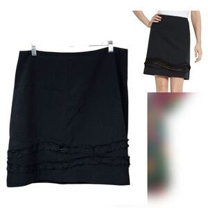 T Tahari Borage Suit Skirt Black Curvy Ruffle Applique Unique A-Line Women's 10